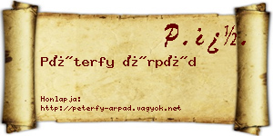 Péterfy Árpád névjegykártya