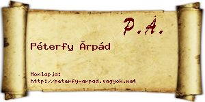 Péterfy Árpád névjegykártya