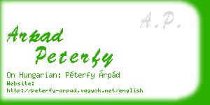 arpad peterfy business card
